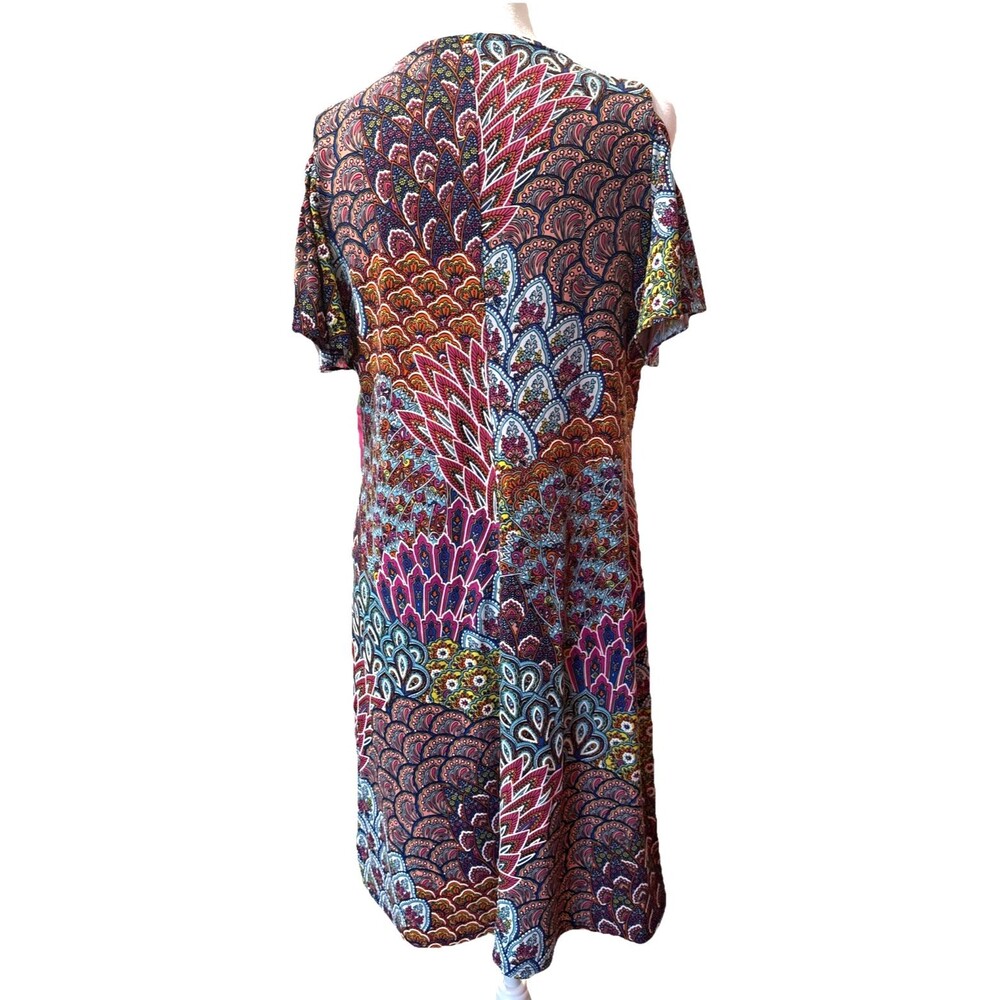 MSK Womens Multicolor Floral V-Neck Cold Shoulder Shift Dress PS Boho 70s Retro - Picture 3 of 8